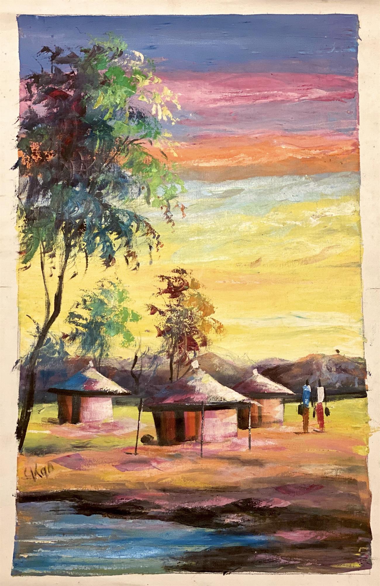 Maleri, afrikanske hytter